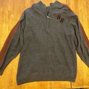 Harley Davidson Sweater Quarter Zip Men’s Large L Thermal Gray Brown Sweatshirt